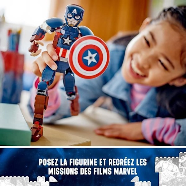 LEGO® Marvel 76258 Captain America minifigur med skjold, legetøj og Avengers dekoration Blå, brun, vit och röd