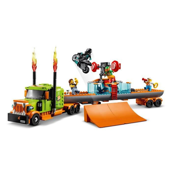 LEGO® 60294 City Stuntz Stuntshowlastbilen, tillbakadragande motorcykel, handfat, byggleksak för barn Flerfärgad