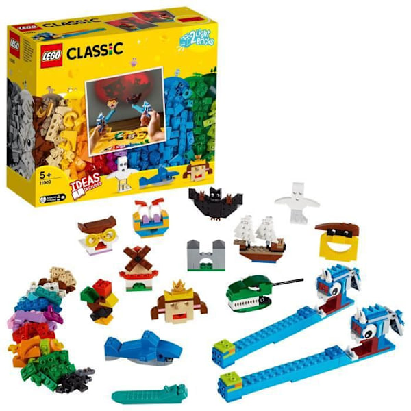 LEGO® Classic 11009 palikat ja valot – luovat rakennuslelut, varjoteatteri 5-vuotiaille ja sitä vanhemmille lapsille