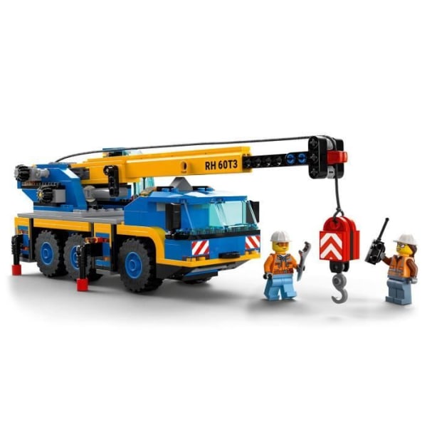 LEGO City Mobilkran 60324 - Byggmaskiner för leksaksbilar med vägskylt - Present till pojkar och flickor 7 år gamla
