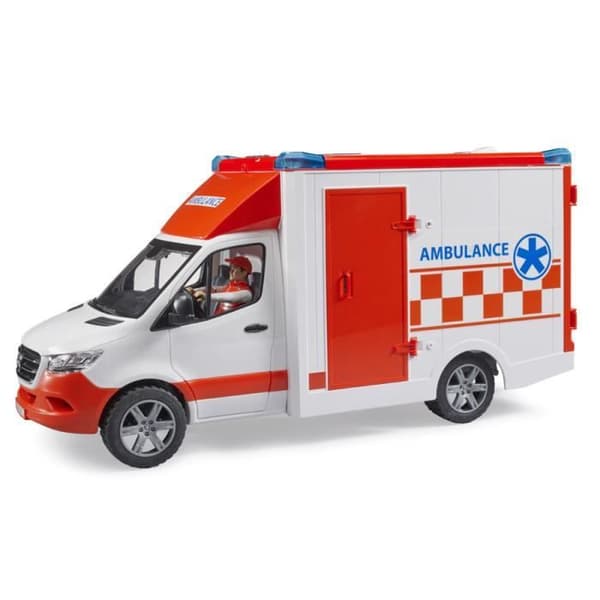 Ambulance legetøj MB Sprinter - BRUDER - Føreren inkluderet - Lyd- og lysmodul - Tilbehør inkluderet Multifarvet