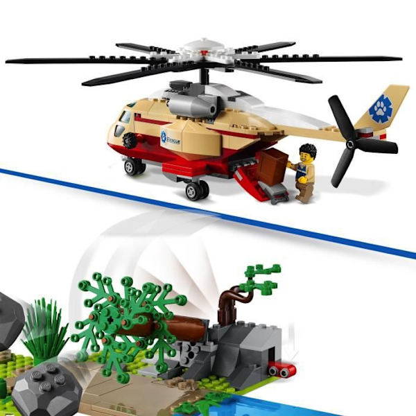 LEGO® City 60302 villieläinten pelastusoperaatio, Savannah Animals -hahmo, krokotiilihahmo, helikopterilelu