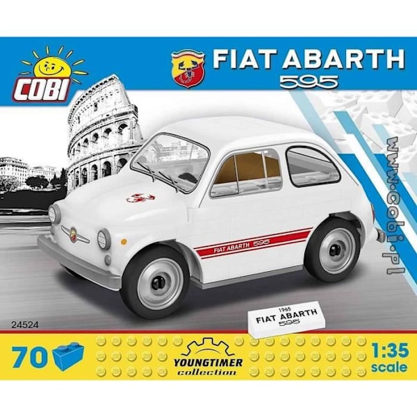 Byggespil - Fiat Abarth 595 hvid - 70 stk 1/35 Cobi Vit
