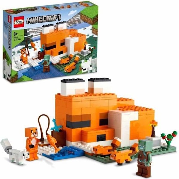 LEGO® 21178 Minecraft The Fox's Shelter, Husbygningslegetøj, Børn fra 8 år, Sæt med zombiefigurer, Dyr Flerfärgad