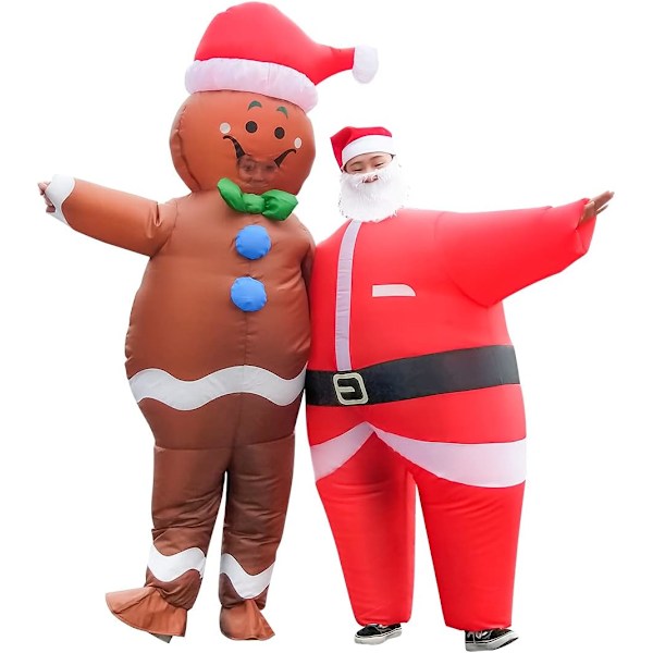 Oppustelig julemand peberkagemand kostume unisex voksen kostume cosplay fest (peberkagemand)