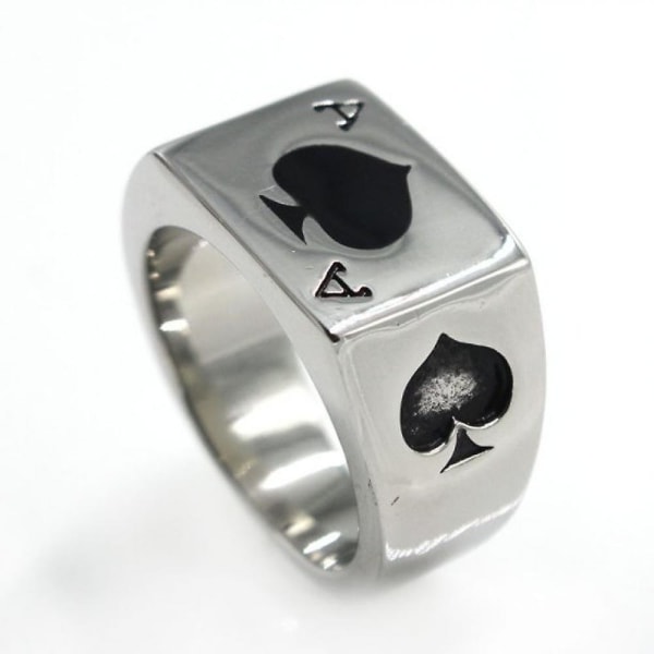 Ringpoker i rostfritt stål for män, svart sølv