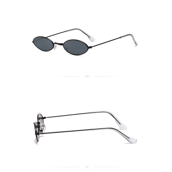 Vintage ovala solglasögon Små ovala solglasögon Mini Vintage elegant runda glass for kvinner flickor män-svart og gull