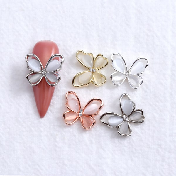 【Mingbao butik】 20 kpl Butterfly Alloy -kynsikoruja, 3D-perhosuurteiset strassit Tee-se-itse kynsien koristelutarvikkeet C 10 Pcs