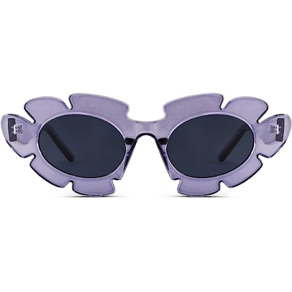 Trendiga Cat Eye Flowers Solglasögon for kvinner Män Retro Mode Naken Chunky Shades UV400 Skyddssolglasögon