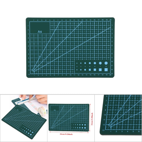 【Lixiang Store】 A5 kestävä PVC-leikkuumatto, leikattu pehmustelevy Itsekorjautuva käsintehty tee-se-itse-työkalu vihreä
