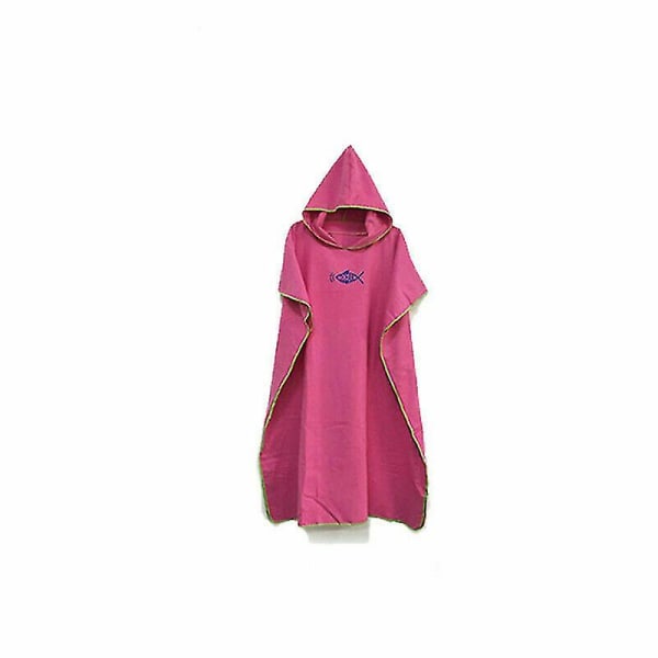 Hooded Poncho Towel Beach Robe Bathrobe Quick Dry Bath Unisex-1_y CMK red
