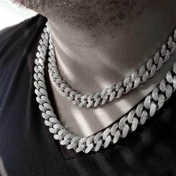 Cuban Link Chain Silver Hiphop Alloy Fashionable Stylish Personality Cuban Link Chain for Men