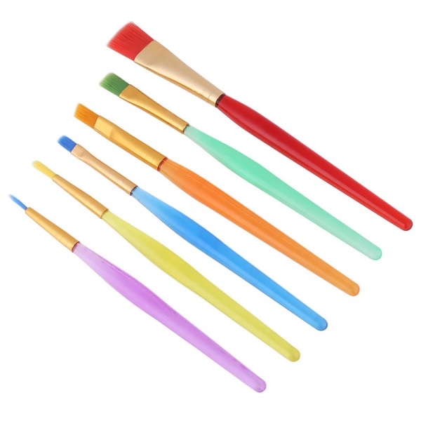 【Lixiang Butik】 6 stk/sæt Farverig nylon hårmalerpensel Akvarel pensel til børn Kunsttilbehør