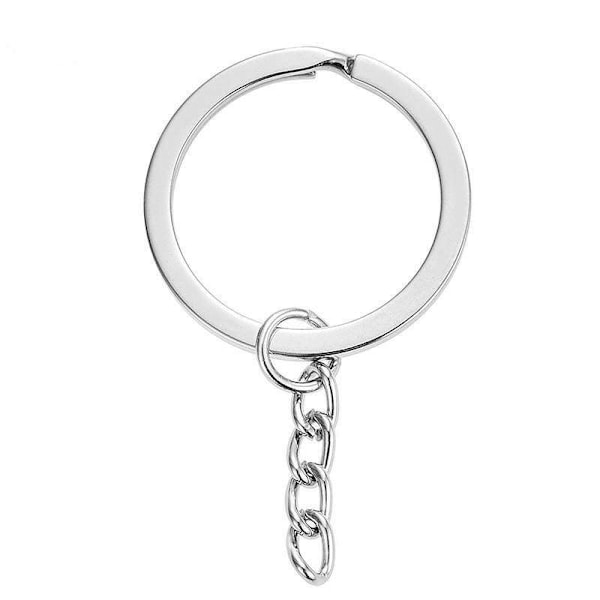 50-pak - Nøgleringe 25mm - Kort kæde Silver Silver