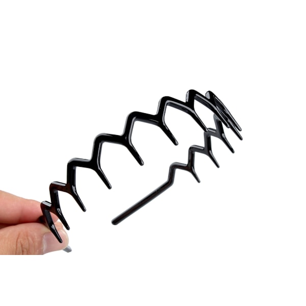 Set med 2 Zig Zag svarta plast haj kam tand hårband (1 svart färg + 1 brun)
