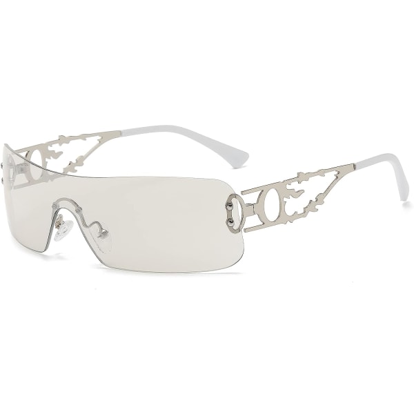 Trendig båglösa Y2K Wraparound-solglasögon