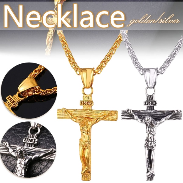 Kors halsband Jesus på korset legering hängande hängande hals smycken Gold