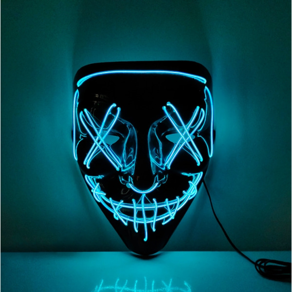 Led Mask Halloween Masquerade R Ice Blå