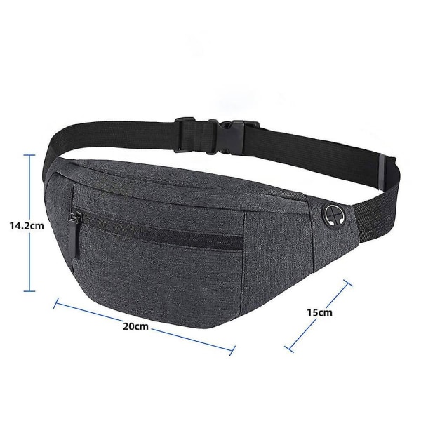 Crossbody Fanny Pack Med blixtlåsfickor, Plånböcker Midjepaket Black