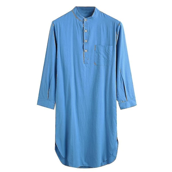 Herre Hood -piece Sleepshirt Skjorte Mykt natttøy Vanlig kjole Pyjamas CMK Blue M