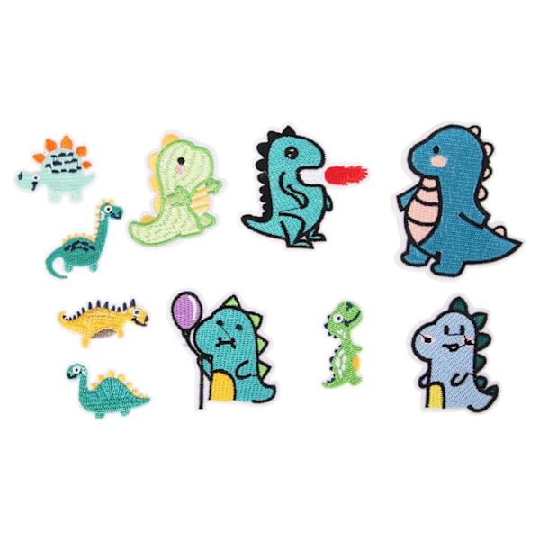 10 Pieces Sew-On Dinosaur Shaped Patches - Cute and Easy-to-Use DIY Embroidery Applique for Clothing