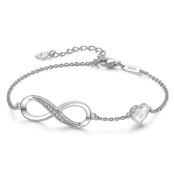 Bracelet 925 Sterling Silver Rose Gold Infinity Heart Bracelet