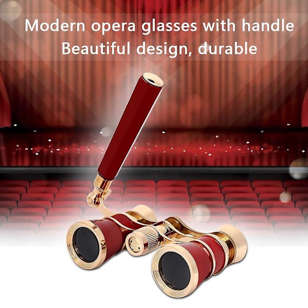Operakikkert, brille teleskop 3x25 teaterkikkert mini kikkert koncert bærbar kompakt let Red