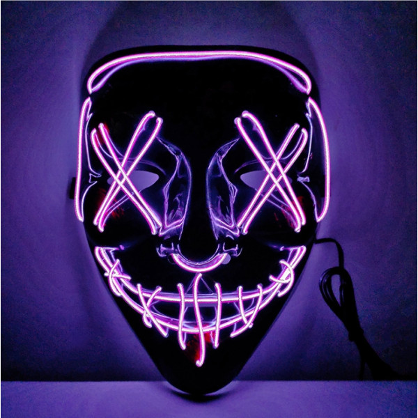 Led Mask Halloween Masquerade R Blå