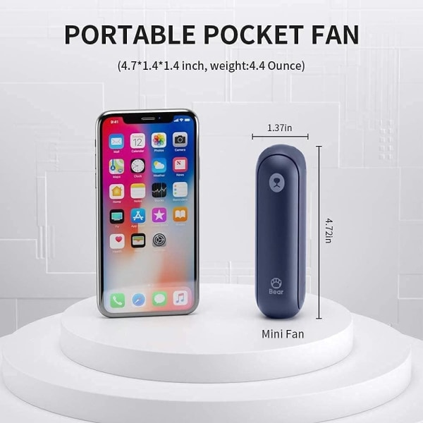 Pocket Håndholdt Fläkt, Mini Portable Batteridrevet Blå
