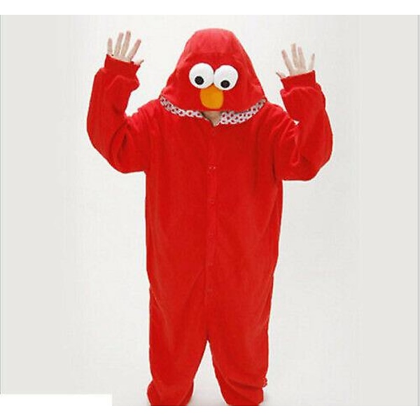 Vuxen Sesame Street Cookie Monster Elmo Kostym Pyjamas A Red L