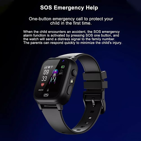 Ny børne 4G smartwatch SOS GPS placering videoopkald SIM-kort til børn Smartwatch kamera vandtæt ur (FW) rosa