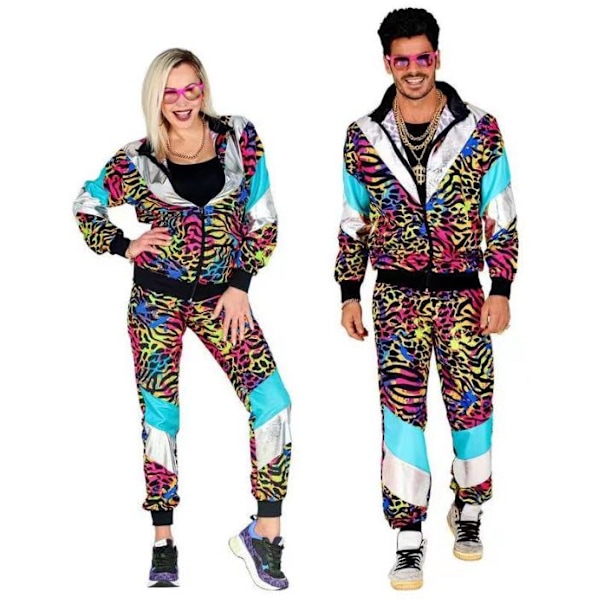 80-tals kostym par retro träningsdräkt set 90-tals hiphop skaljacka festklänning för män kvinnor halloween outfits Yellow Leopard Yellow Leopard XL