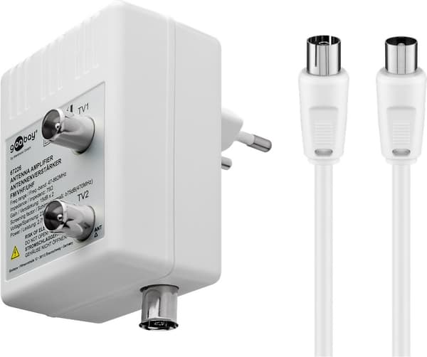Antenneforstærker til to enheder 15 dB (DVB-T, DVB-T2, DVB-C)