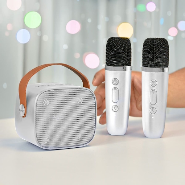 Portabelt Karaokesett med trådløse mikrofoner White Vit