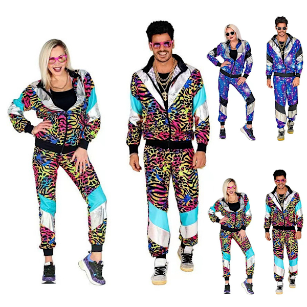 80-tals kostym par retro träningsdräkt set 90-tals hiphop skaljacka festklänning för män kvinnor halloween outfits Starlight Starlight M