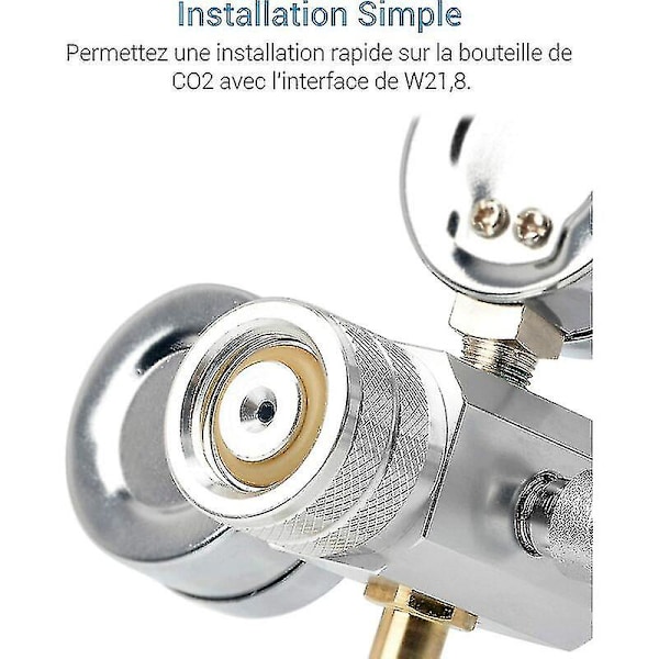 Akvarie CO2-regulator med 12V-adapter, trykreducer til akvarium, dobbelt trykmåler inklusive bobletæller og kontraventil, W21.8-grænseflade