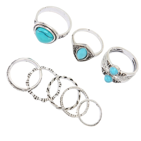 8pcs Turquoise Knuckle Ring Set Women Girls Bohemian Retro Stackable Finger Joint Rings Jewelry Accessory ZT250