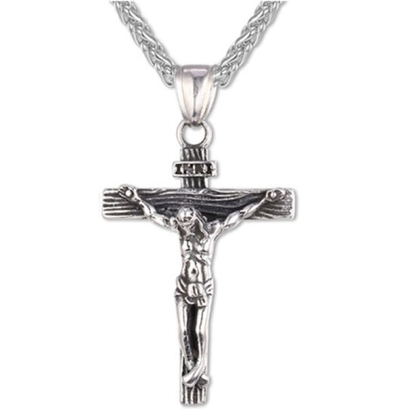 Kors halsband Jesus på korset legering hängande hängande hals smycken Silver