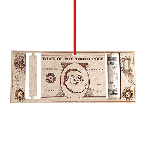 Jul unika pengar hållare trä julgran dekorativ plånbok prydnad Paper Money Wallet