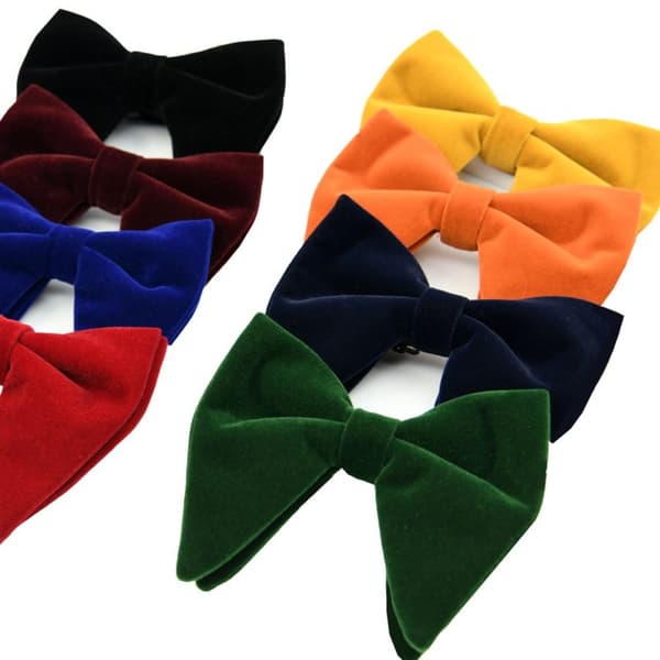 Menn Oversized Sløyfe Solid Fløyel Sløyfe Bryllupsfest Smoking Justerbar Wine red