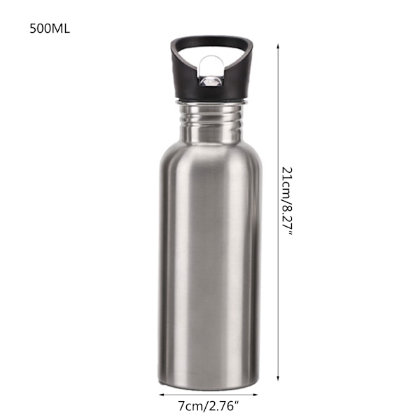 Urheilujuomapullo ruostumattomasta teräksestä kahvalla Eristämätön elintarvikelaatuinen yksiseinäinen pyöräilijöille Juoksijoille Vaeltajille Retkeilijöille 500ml 500ml C