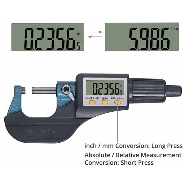 0-25mm LCD Digital Elektronisk Mikrometer Digital Palmer Utomhus M