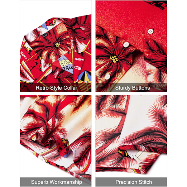Miesten Havaiji-paita ja shortsit -setti Regular Fit lyhythihainen rento funky ranta flamingo paita setti L L Red Beach