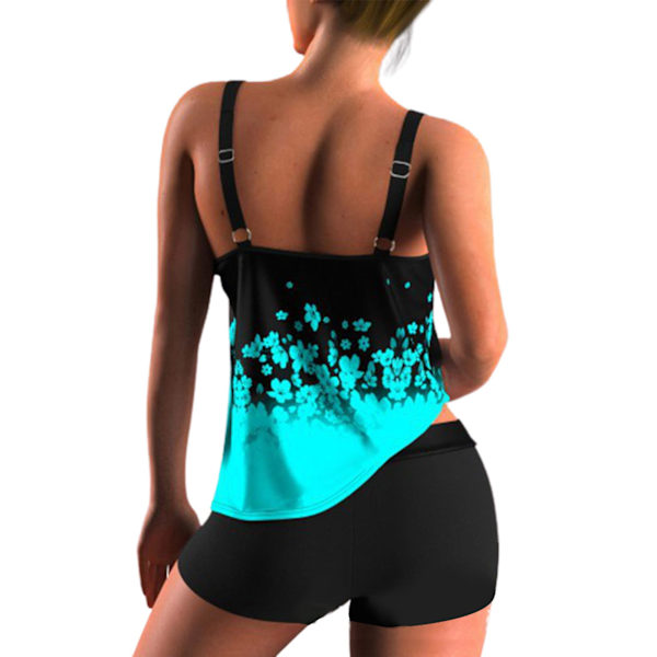 Dame Swimsuit Tankini Sett Badeklær Badedrakt Plus Size Lake Blue Lake Blue 3XL