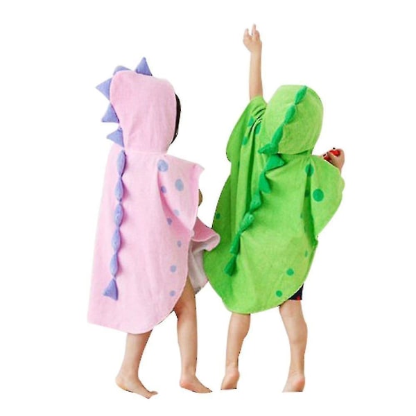 Kids Capped Beach Towel Cute Horned S Hooded Bathrobe Cloak CMK Green