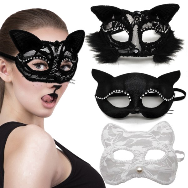 Masquerade Mask Spetsmask for Halloween-kostymer black