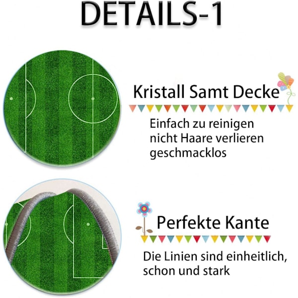 Fotbollsmatta, Funs Heminredning Lekmatta för Pojkar Flickor Sport Tema Rum Grön 80×120cm