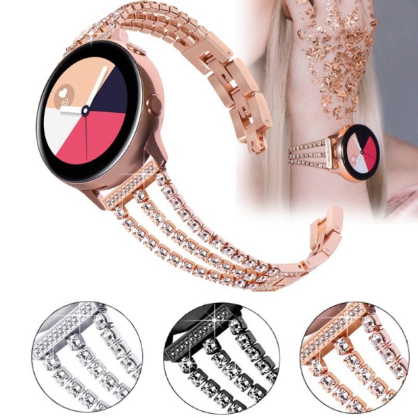 Kompatibel med Samsung Galaxy Watch Band Three Diamond Chain Rose Gold 20mm