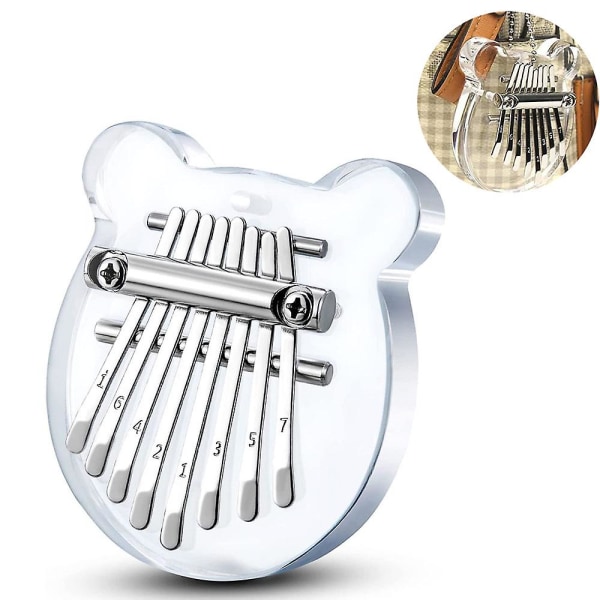 Mini Kalimba tumpiano 8 tangenter, bärbart akrylfingerpiano