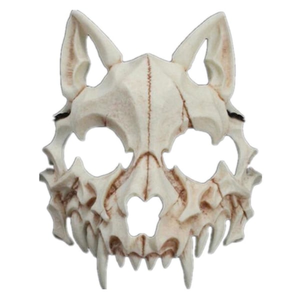 Half Face Wolf Mask Bone Animation Maskerad Mask Rekvisita